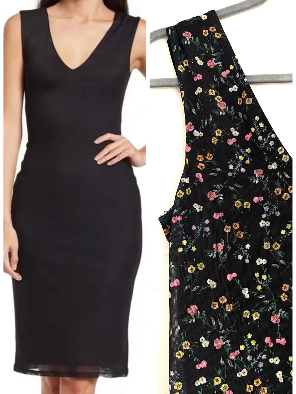 AFRM Ariana Sleeveless Mesh Midi Dress in Black Floral M EUC Elegant Cocktail